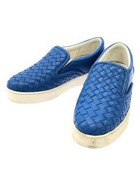 Bottega Veneta Intrecciato Leather Slip on Sneakers Blue